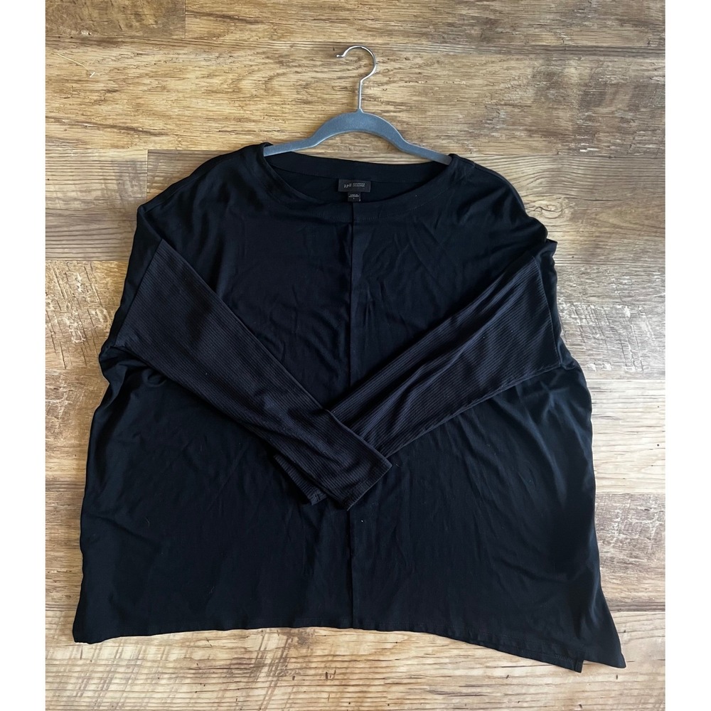 J. Jill Wearever Collection Black Oversized Tunic Top Size‎ Small Ribbed Sleeves - Picture 2 of 9